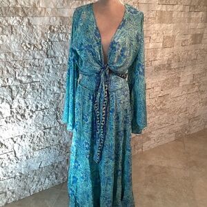 Bohemian Style Silky Top and Maxi Skirt Set